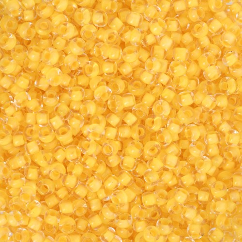 Perles rocailles Preciosa  11/0 2 mm - Crystal Yellow Lined x20g
