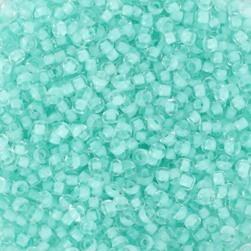Perles rocailles Preciosa  11/0 2 mm - Crystal Green Lined x20g