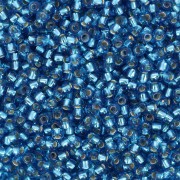 Perles rocailles Preciosa 11/0 2 mm - Dark Aquamarine Silver Lined x20g