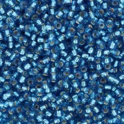 Perles rocailles Preciosa 11/0 2 mm - Dark Aquamarine Silver Lined x20g