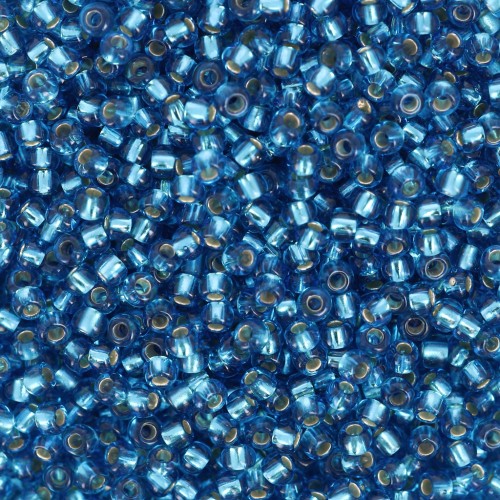 Perles rocailles Preciosa 11/0 2 mm - Dark Aquamarine Silver Lined x20g