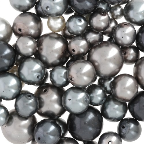 Assortiment de perles de bohème - Mix Gris x50g