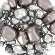Assortiment de perles de bohème - Mix Gris - Taupe x50g|raw }}