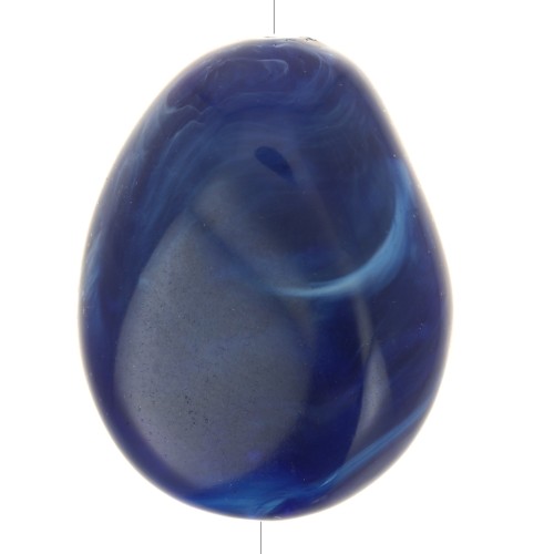Perle plate irrégulière 25x20 mm en résine opaque - Bleu marine marbré x1