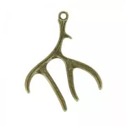 Pendentif bois de cerf 52 mm bronze x1