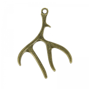 Pendentif bois de cerf 52 mm bronze x1