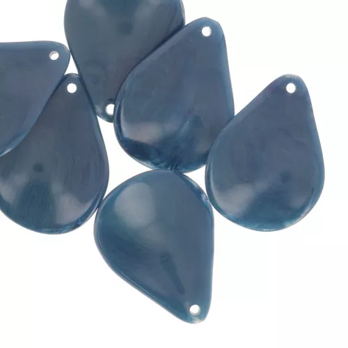 Sequins pétales de fleurs incurvés 23 mm en résine - Bleu paon x6