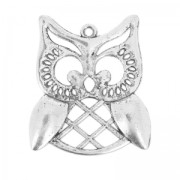 Pendentif hibou 31 mm argenté vieilli x1|raw }}