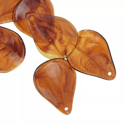 Sequins pétales de fleurs incurvés 23 mm en résine - Ambre marbré x6