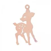 Pendentif léger faon 28 mm doré rose x1