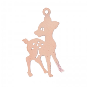 Pendentif léger faon 28 mm doré rose x1