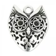 Pendentif hibou 29 mm argenté vieilli x1