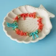 Perles corail 12x5 mm en résine - Corail marbré x10