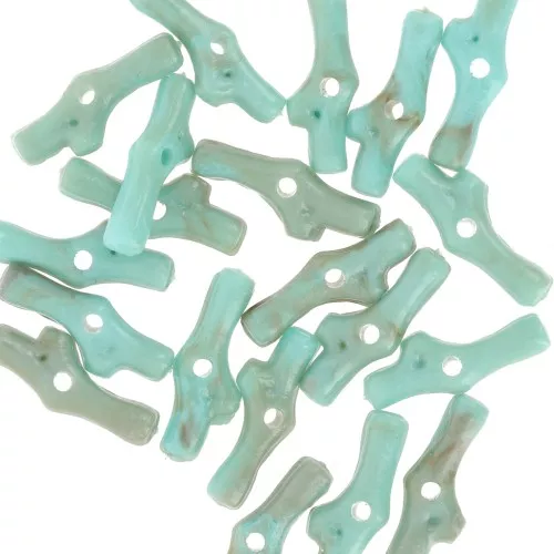 Perles corail 12x5 mm en résine - Turquoise marbré x10