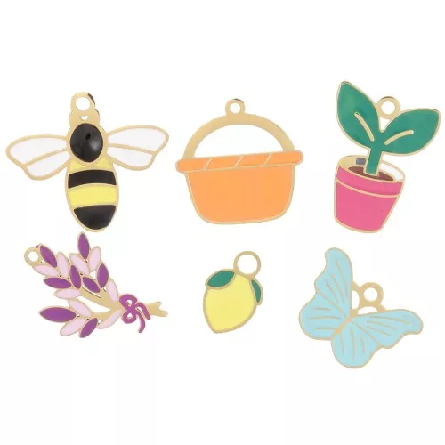 Mix de breloques époxy - Provence - Exclu Perles&Co - Acier inox 304L Doré x6