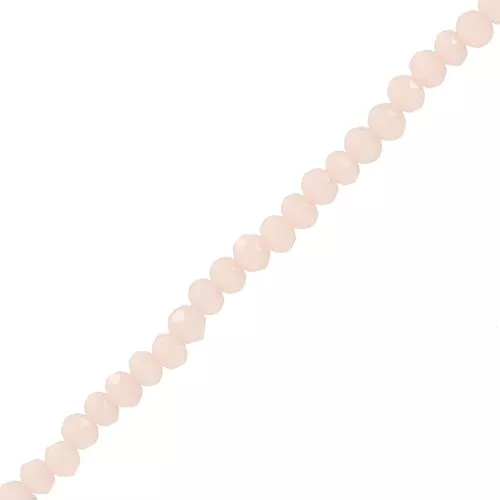 Perles rondelles facettées - rondes aplaties 3.5x3 mm - Opaque Beige clair x32cm