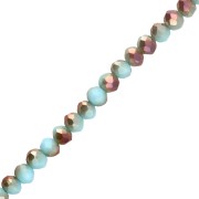 Perles rondelles facettées rondes aplaties 4.5x3.5 mm - Aqua opal - Golden x38cm