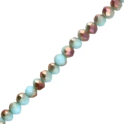 Perles rondelles facettées rondes aplaties 4.5x3.5 mm - Aqua opal - Golden x38cm