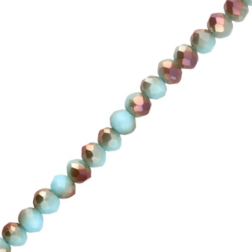 Perles rondelles facettées rondes aplaties 4.5x3.5 mm - Aqua opal - Golden x38cm