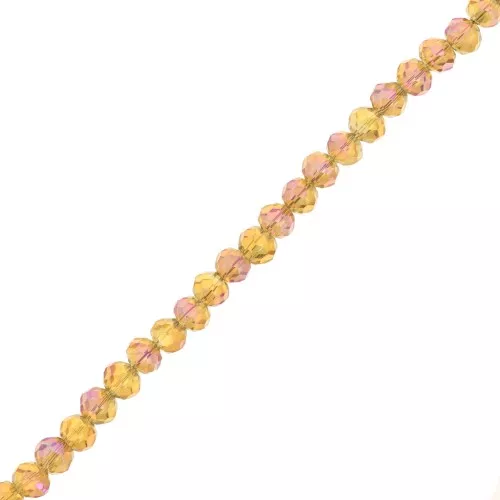 Perles rondelles facettées - rondes aplaties 3.5x3 mm - Vert olive AB x32cm