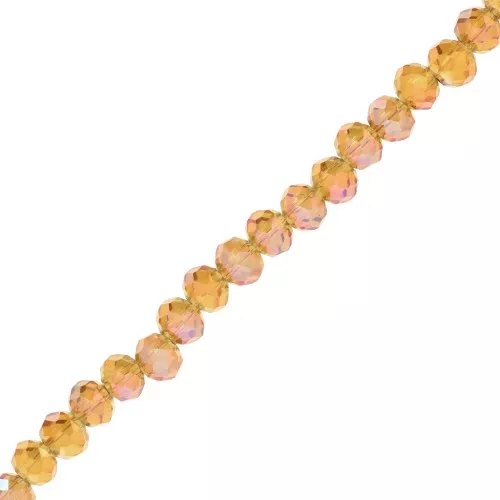 Perles rondelles facettées - rondes aplaties 4x3.5 mm - Vert olive AB x41cm