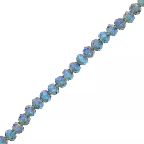 Perles rondelles facettées - rondes aplaties 3.5x3 mm - Indicolite AB x32cm
