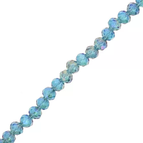 Perles rondelles facettées - rondes aplaties 4x3.5 mm - Indicolite AB x41cm