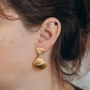 Pendentif coquillage 25x23 mm - Doré à l'or fin x1