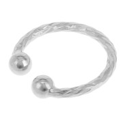 Bague d'oreille fine 13 mm effet diamanté avec boules - Placage Argent fin x1