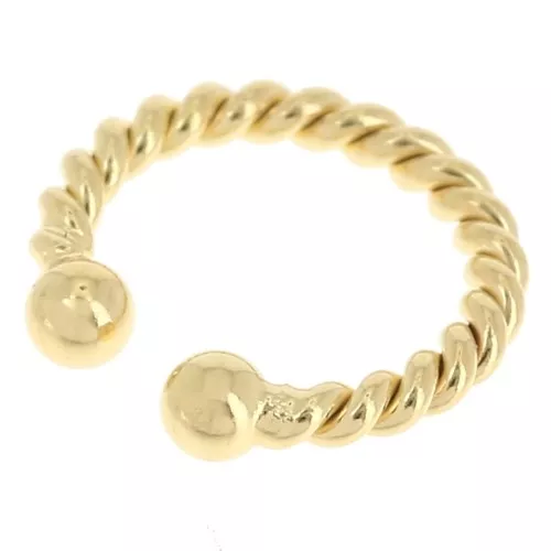 Bague d'oreille fine 13 mm effet torsadé avec boules - Doré à l'or fin x1
