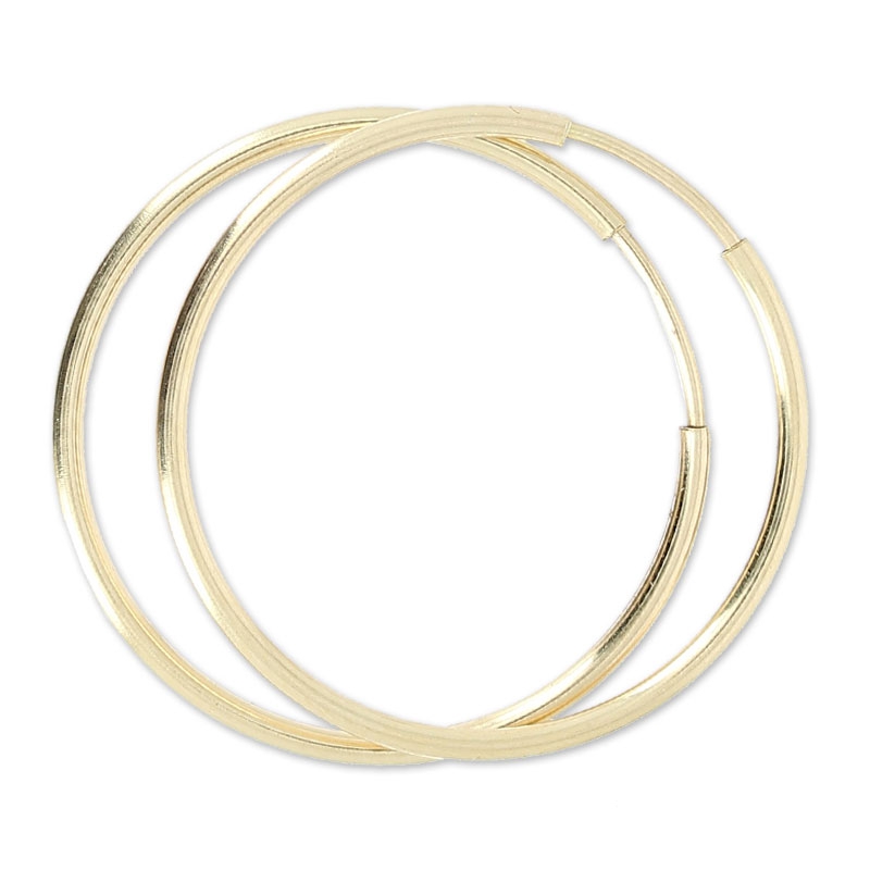 Boucles D'oreilles Créoles 30 Mm – Plaqué Vermeil Or 18K – Fermoir Clous – Neuf Avec étiquettes