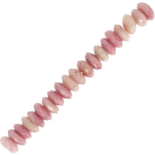 Perles rondelles facettées - Heishi en pierre gemme 5x2 mm - Rhodonite x20