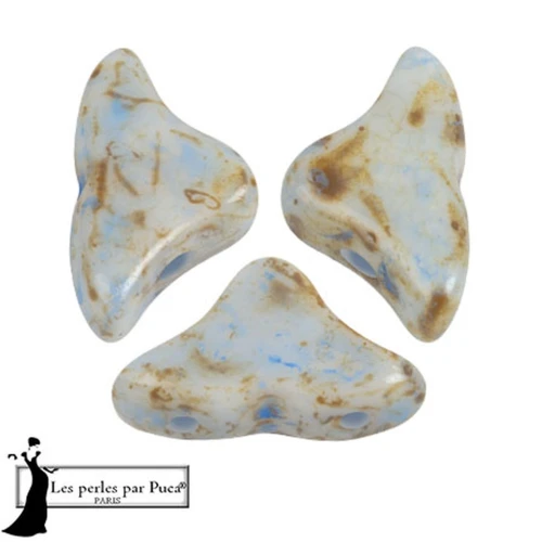 Perles en verre Hélios® par Puca® 6x10mm - White Stony Blue x10g