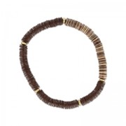 Bracelet avec perles Heishi plastique 18 cm Brun x1