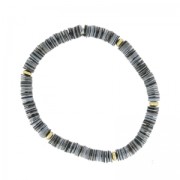 Bracelet avec perles Heishi plastique 18 cm Gris x1