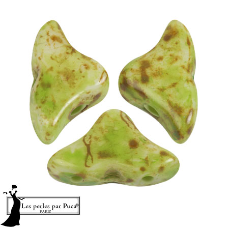 Perles en verre Hélios® par Puca® 6x10mm - White Stony Green x10g