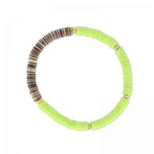 Bracelet avec perles Heishi plastique 18 cm Anis x1