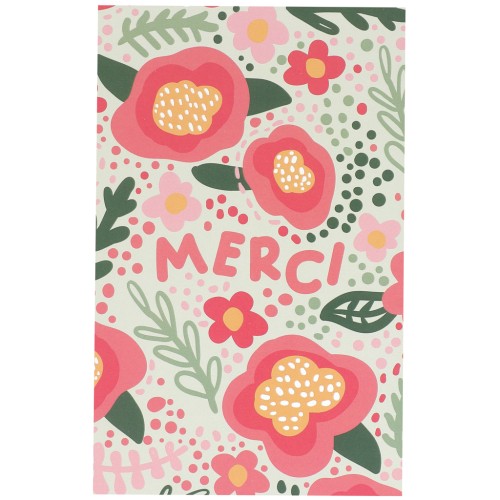 Cartes à bijoux Fleur - cartes de remerciements - Merci - Vert - Rouge - Rose x10