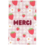 Cartes à bijoux - cartes de remerciements - Merci - motif Fraises et Fleurs x10