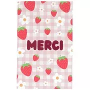 Cartes à bijoux - cartes de remerciements - Merci - motif Fraises et Fleurs x10