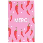Cartes à bijoux - cartes de remerciements - Merci - motif Piments - Rose x10