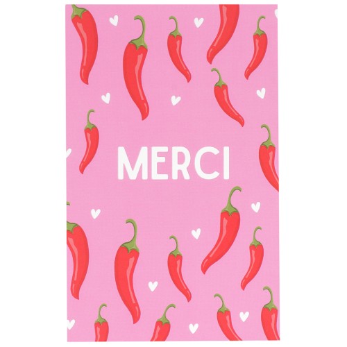Cartes à bijoux - cartes de remerciements - Merci - motif Piments - Rose x10
