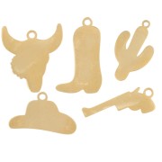 Mix de breloques époxy Western - Exclu Perles&Co - Acier inox 304L Doré x5