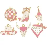 Mix de breloques époxy Western Girly - Exclu Perles&Co - Acier inox 304L Doré x6