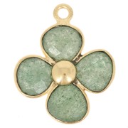 Pendentif fleur 16 mm en pierre gemme - Doré à l'or fin - Aventurine x1