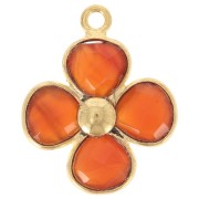 Pendentif fleur 16 mm en pierre gemme teintée - Doré à l'or fin - Cornaline x1|raw }}