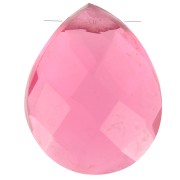 Perle goutte facettée - briolette plate 12x10mm imit gemme Hydro Pink Tourmaline|raw }}