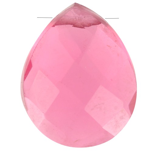 Perle goutte facettée - briolette plate 12x10mm imit gemme Hydro Pink Tourmaline