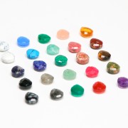 Perle goutte facettée - briolette plate 12x10mm imit gemme Hydro Pink Tourmaline