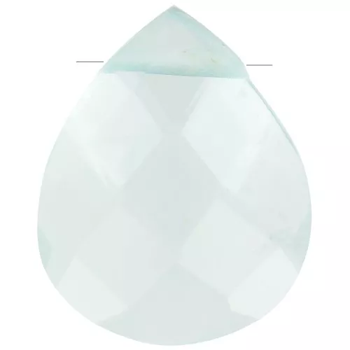 Perle goutte facettée - briolette plate 12x10 mm imitation gemme - Hydro Aqua x1